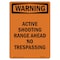 Signmission OSHA Warning Sign, 10" Height, Rigid Plastic, Active Shooting Range Ahead No, Portrait OS-WS-P-710-V-12961 - alternate 1
